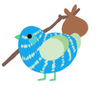 A sky and gluppy chicken with a bar pattern