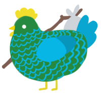 A viridian and cerulean chicken with a lace pattern
