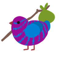 A plum and sapphire chicken with a bar pattern