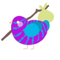 A amethyst and cerulean chicken with a bar pattern
