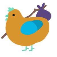 A orange and cerulean chicken