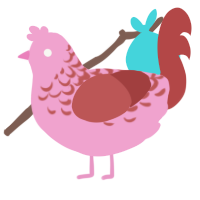 A pink and red chicken with a half-lace pattern