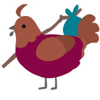 A maroon and russet chicken with a head pattern