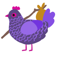A overcast and blurple chicken with a lace pattern