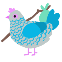 A silver and cerulean chicken with a lace pattern