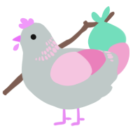 A silver and pink chicken with a neck-band pattern