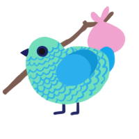 A mint and sky chicken with a lace pattern