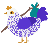 Grape, a white and indigo chicken with a double-lace pattern