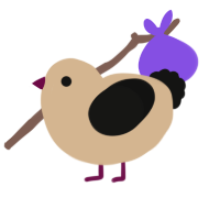 A beige and black chicken