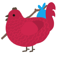 A crimson chicken with a lace pattern