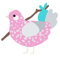 A pink and mist chicken with a speckle pattern