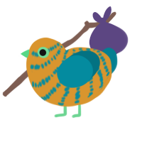 A orange and sea chicken with a bar pattern