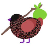 A black and red chicken with a double-lace pattern