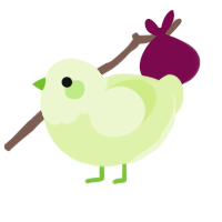 A apple chicken with a head pattern