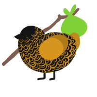 A black and ochre chicken with a double-lace pattern