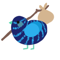 A navy and sky chicken with a bar pattern