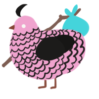A pink and sable chicken with a lace pattern