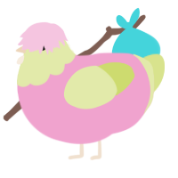A pink and lemon chicken with a head pattern