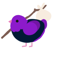 A tumblr and violet chicken with a head pattern