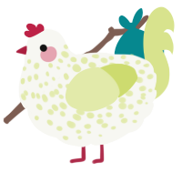 A white and lemon chicken with a speckle pattern