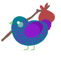 A sea and violet chicken with a lace pattern