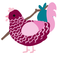 A maroon and pink chicken with a lace pattern