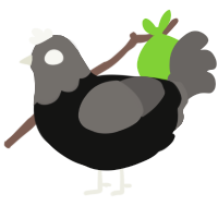 A black and grey chicken with a head pattern