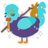A overcast and aqua chicken with a head pattern