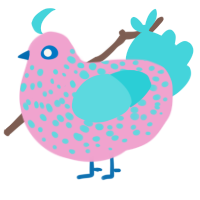 A pink and aqua chicken with a speckle pattern