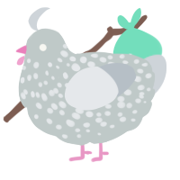 A silver and mist chicken with a speckle pattern