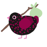 A sable and maroon chicken with a speckle pattern