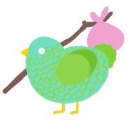 A mint and grass chicken with a lace pattern