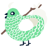 A spring and white chicken with a lace pattern