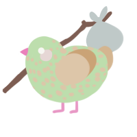 A gluppy and beige chicken with a speckle pattern