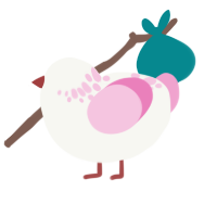 A white and pink chicken with a neck-speckle pattern