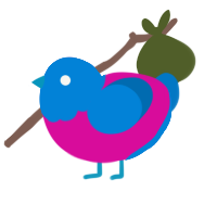 A fuchsia and sapphire chicken with a head pattern