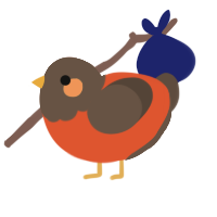 A vermilion and bark chicken with a head pattern