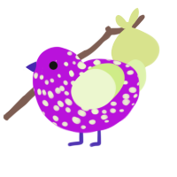 A amethyst and apple chicken with a speckle pattern