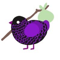 A sable and violet chicken with a lace pattern