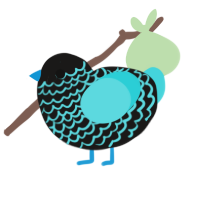 A sable and aqua chicken with a lace pattern