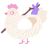 A cream chicken with a lace pattern