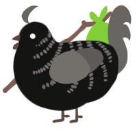 A black and grey chicken with a half-bar pattern