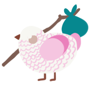 A white and pink chicken with a lace pattern
