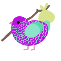 A amethyst and mint chicken with a lace pattern