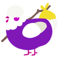 A violet and white chicken with a head pattern