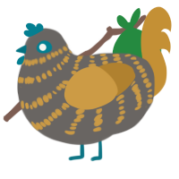 A grey and gold chicken with a bar pattern