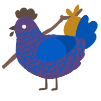 A overcast and ultramarine chicken with a lace pattern