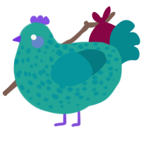 A turquoise and teal chicken with a speckle pattern
