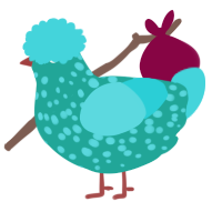 A turquoise and aqua chicken with a speckle pattern