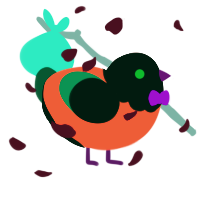 A sea and rose chicken with a head pattern